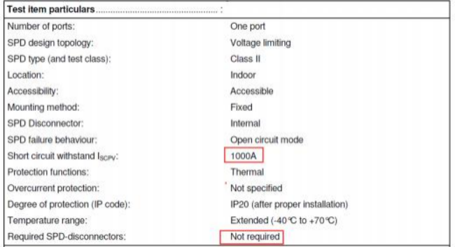 光伏直流SPD—TUV測試報(bào)告截圖
